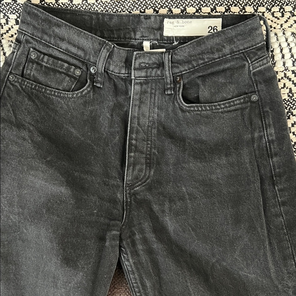 Rag & Bone Jeans Alex High Rise Straight Leg Black Size 26L - Picture 6 of 8